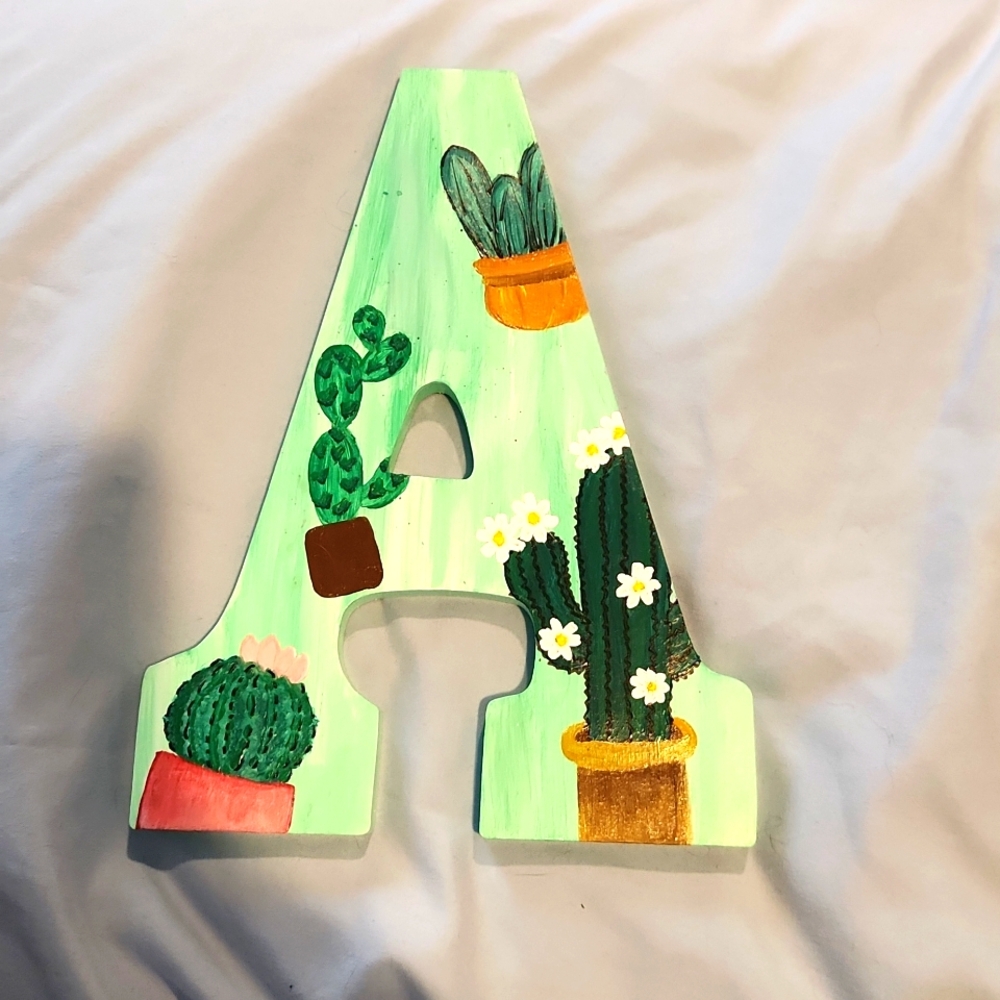 Hand painted wooden letter A